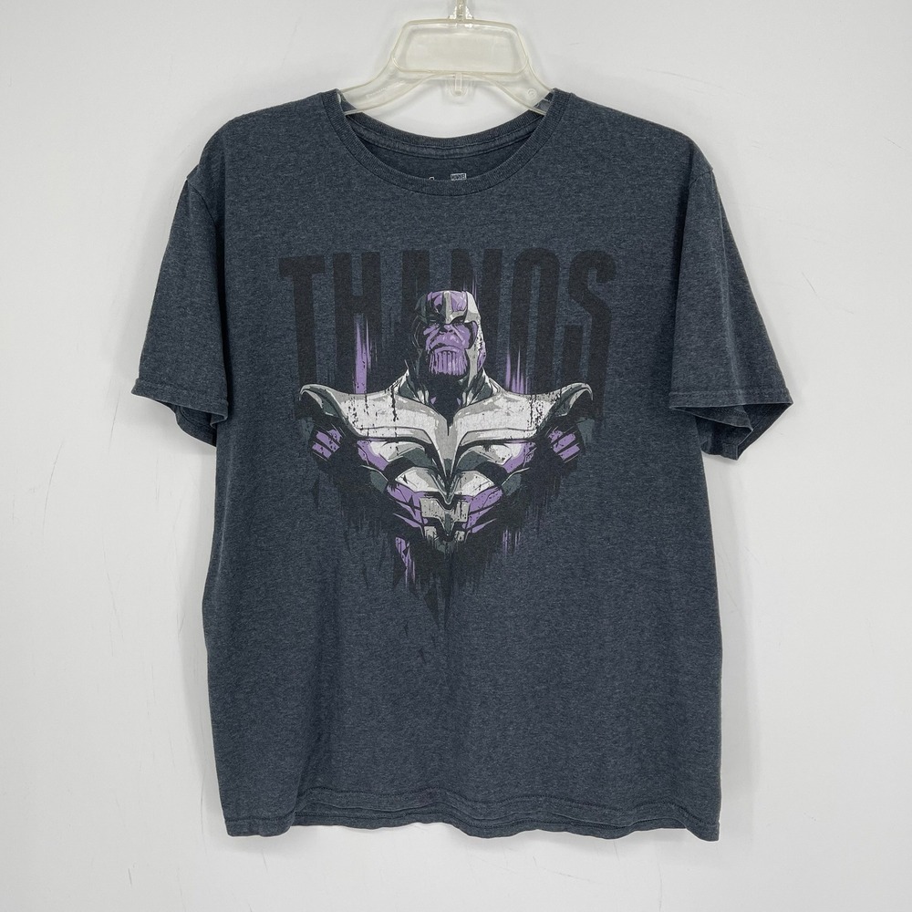 Marvel Men's Gray Thanos Avengers Endgame Villain Graphic Tee T-Shirt Size L